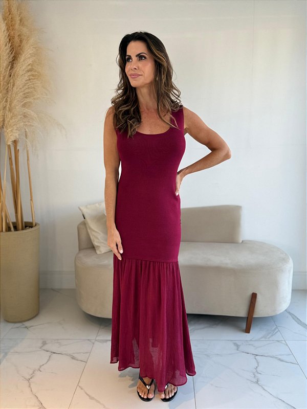 VESTIDO FABIOLA BURGUNDY