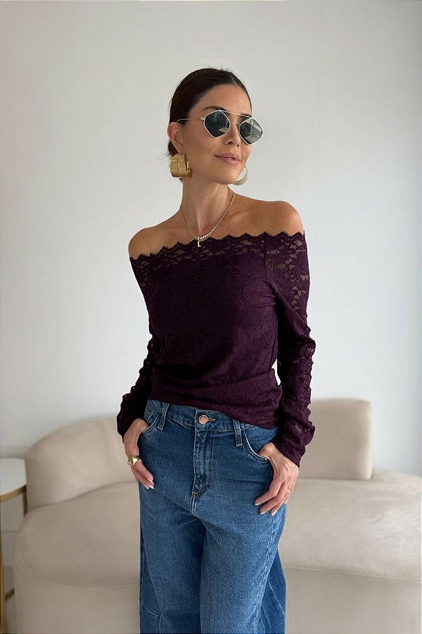 BLUSA RENDA OMBRO A OMBRO PURPLE