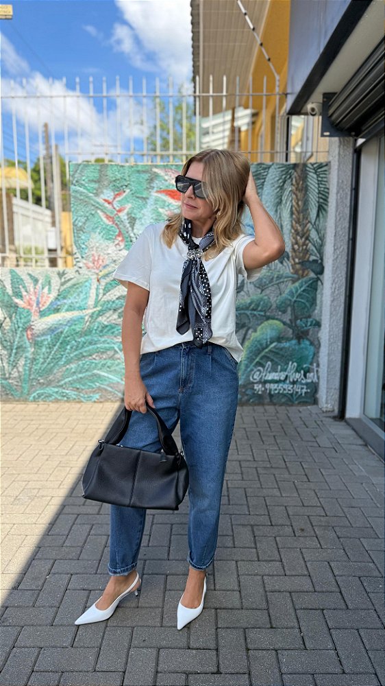 CALÇA MOM CROPPED JEANS