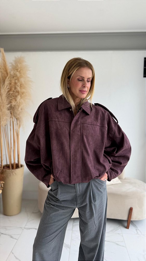 JAQUETA SUEDE ANGELA BURGUNDY