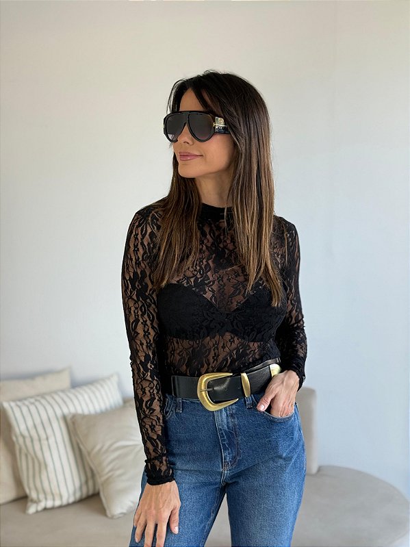 BLUSA RENDA LIS PRETA