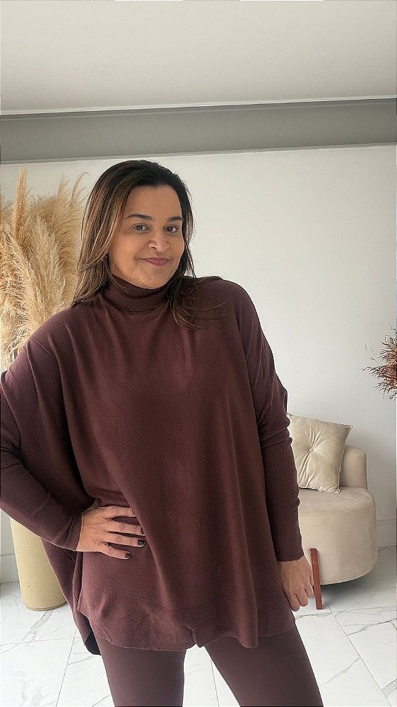BLUSA MODAL AMPLA MARROM