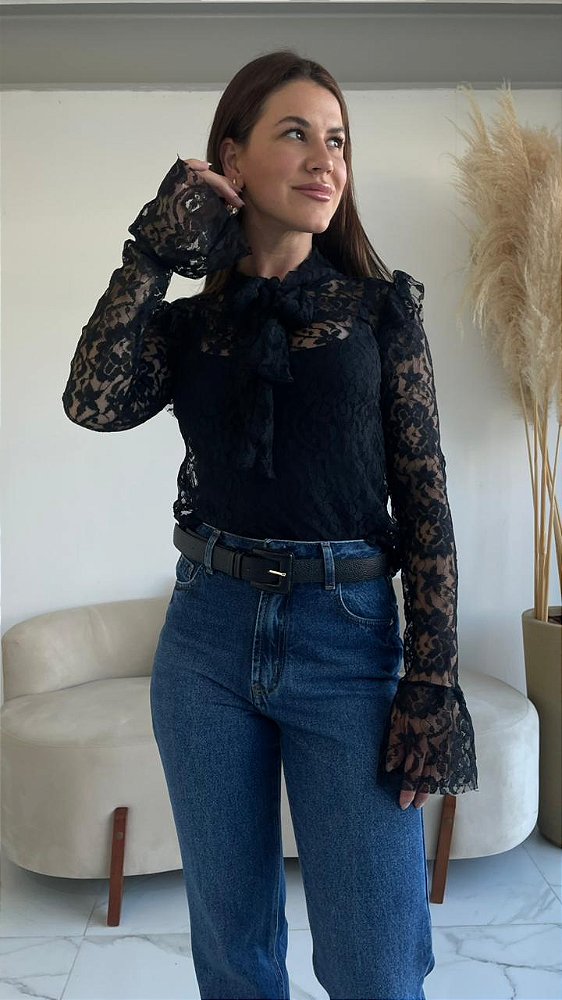 BLUSA RENDA MARJORIE PRETO