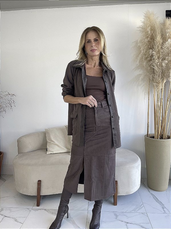 SAIA SUEDE FENDA MARROM