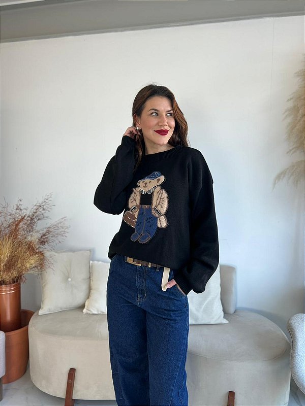BLUSA MODAL URSO PRETO