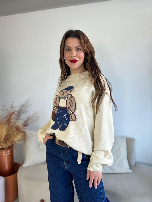 BLUSA MODAL URSO BEGE