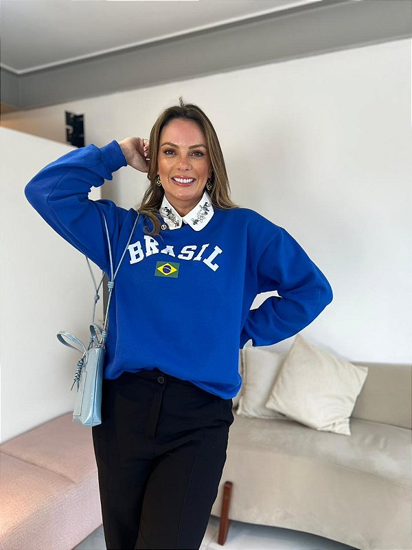 MOLETOM BRASIL AZUL