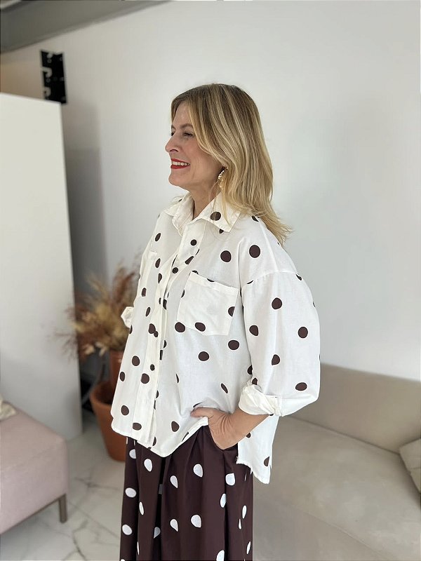 CAMISA POA LETICIA OFF/MARROM