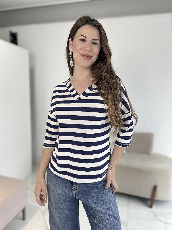 BLUSA REBECA MC MARINHO/OFF