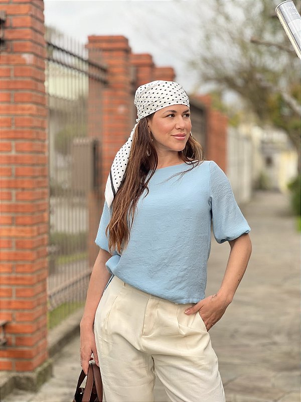 BLUSA RAQUEL MANGA CURTA AZUL CLARO