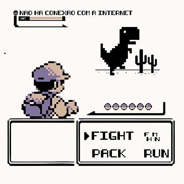 Camiseta Dinossauro Não há conexão com a Internet Cor Off White