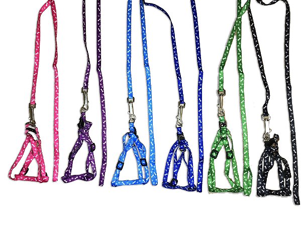 Coleira + Guia Pet 1.1m de Comprimento Tórax Ajustável 18cm a 32cm Pequeno Porte