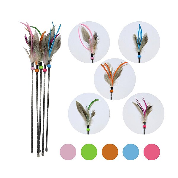 Varinha Premium Para Gatos Com Penas 46cm