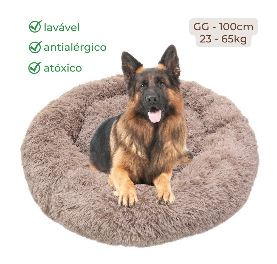 Cama Nuvem Pelúcia Plush Pet Luxo Redonda 100cm Caminha GG Cães Grande