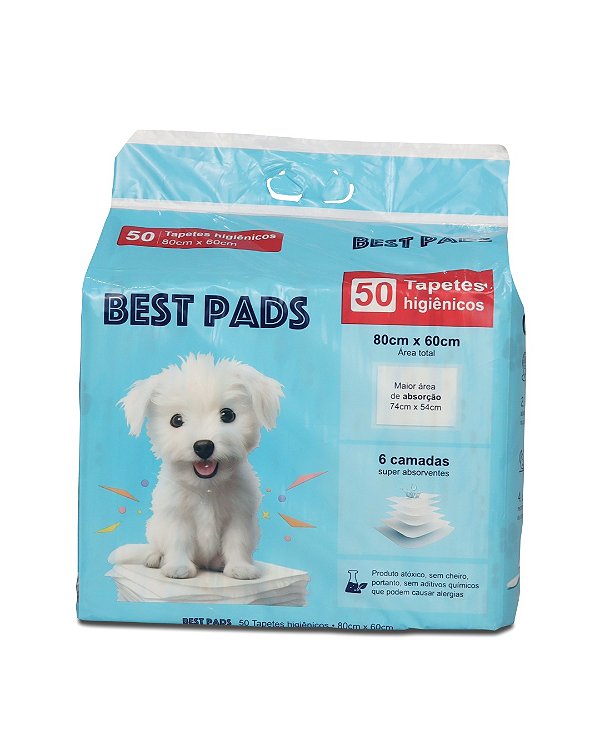 Tapete Higiênico Best Pads 50 Unidades 80x60cm Cães E Gatos