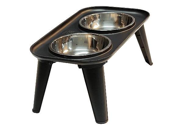 Comedouro Elevado Duplo 650ml Inox Pet Cão Grande