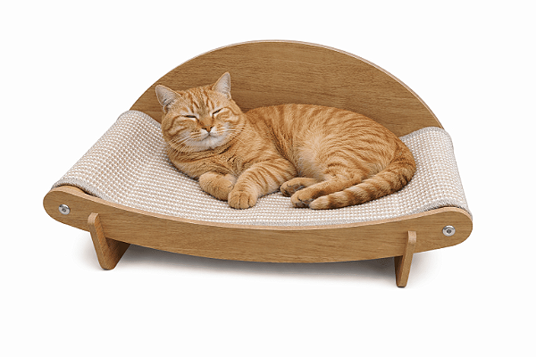 Sofá para Gatos em Tecido Juta e Estrutura em Madeira 56cm
