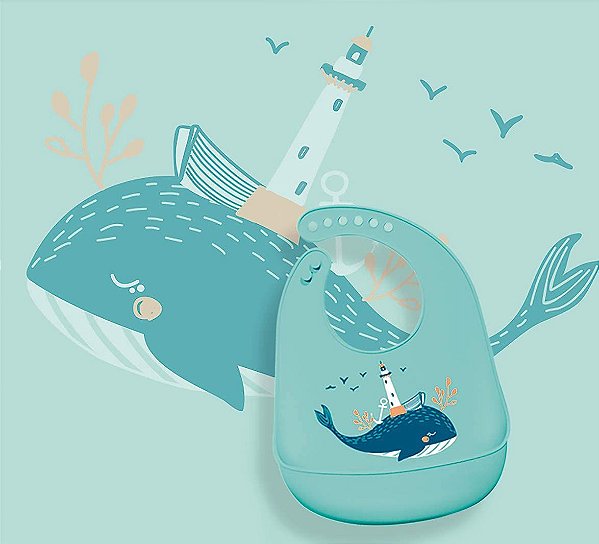 Babador de silicone Baleia - Kababy
