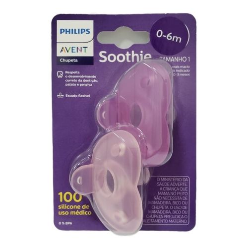 Chupeta Soothie Avent Rosa - 0-6 meses (2 unidades)