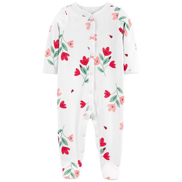 Macacão Carter's Floral Branco e Vermeho