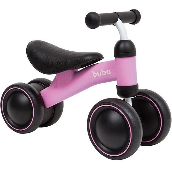 Bicicleta infantil de equilíbrio rosa 4 rodas - Buba