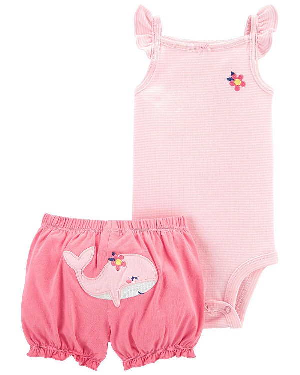 Conjunto Baleia Rosa e Flor - Carter's