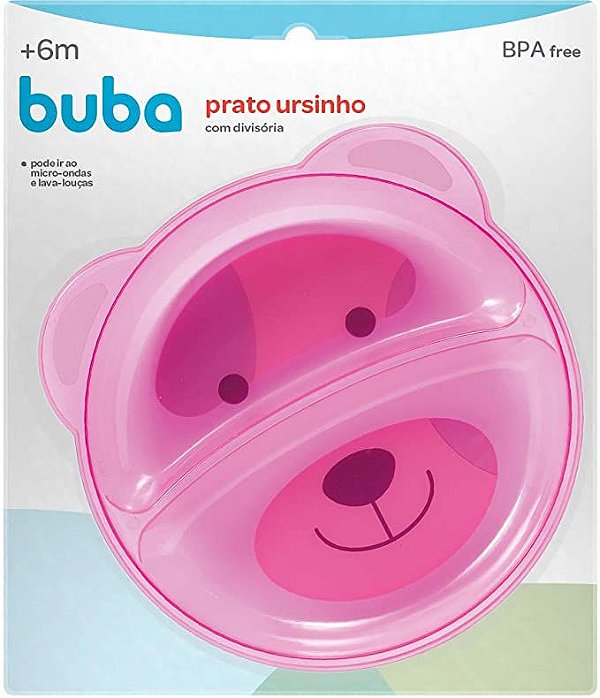 Pratinho com divisória Ursinho Rosa - Buba