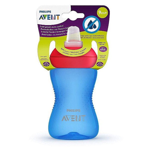 Copo com bico macio Azul e Vermelho 300 ml - Avent