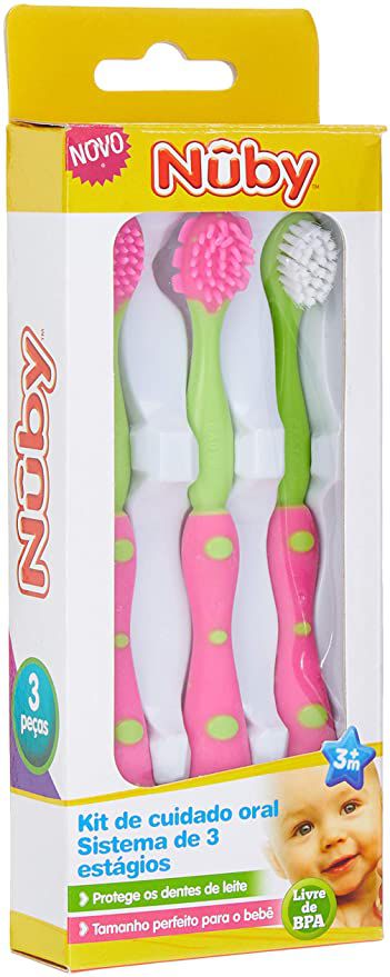Kit de cuidado oral 3 estágios Rosa - Nuby