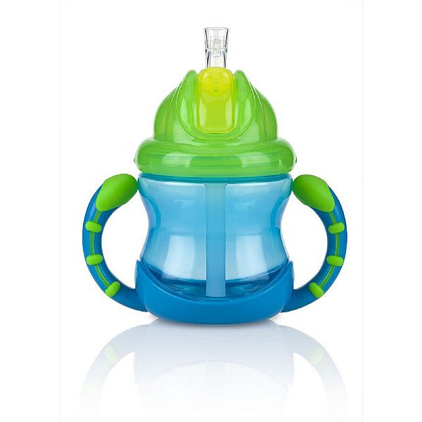 Copo com canudo retrátil e alças Azul - Nuby