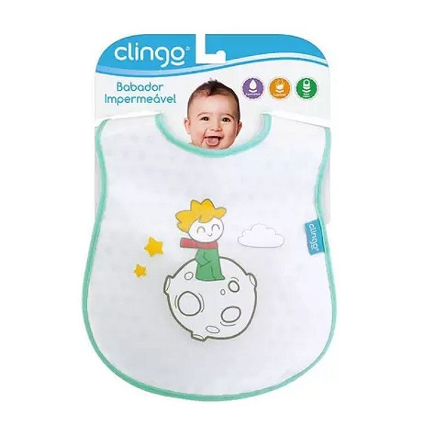 Babador impermeável com bolso coletor Pequeno Príncipe - Clingo