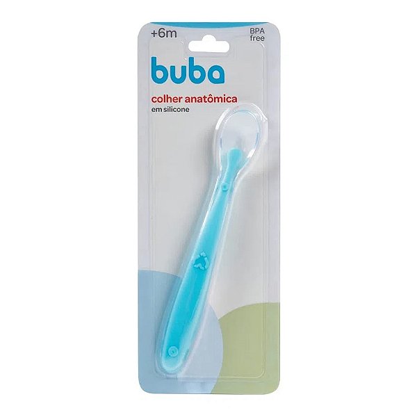 Colher de silicone anatômica azul- Buba