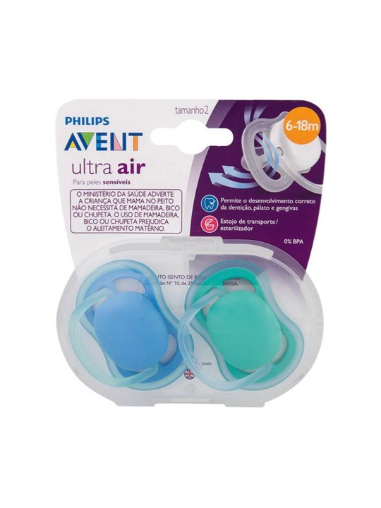 Chupeta Ultra Air Dupla Azul 6 -18 meses - Avent