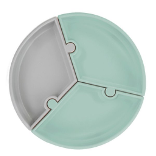 Prato de Silicone Encaixe Verde e Cinza - Minikoioi