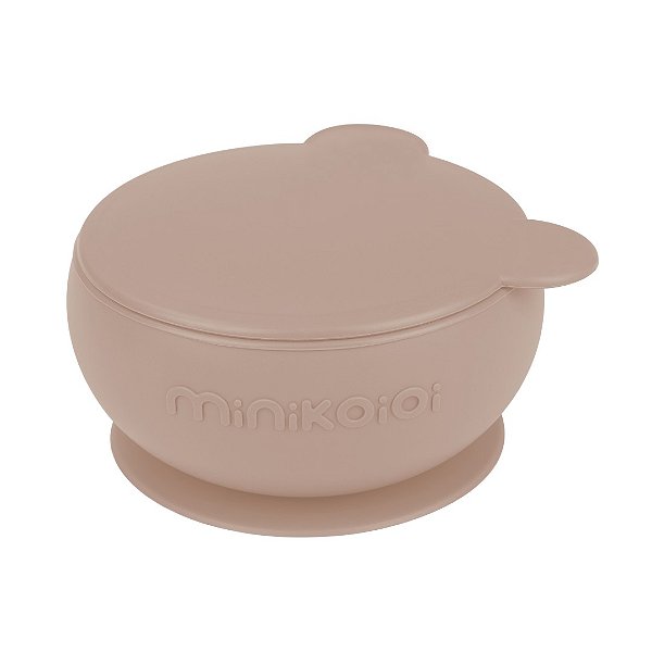 Bowl em Silicone e Sucção com Tampa Bege Bubble Beige -Minikoioi