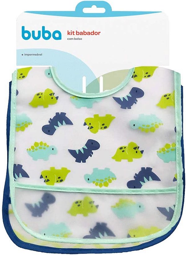 Kit 2 Babadores com Bolso Dino - Buba