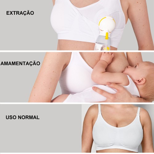 Sutiã de Amamentação e Extração 3 em 1 Tam M - Branco Medela