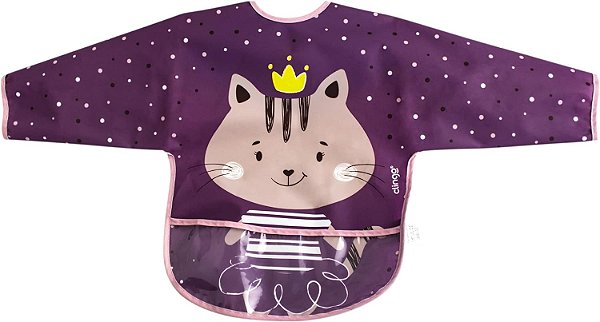 Babador com Mangas Longas e Bolso Coletor Milky Rosa -Clingo