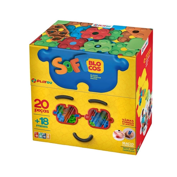 Blocos De Montar Soft Blocos Com 20 Peças - Playou