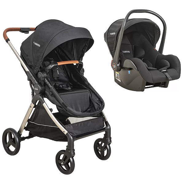 Kit Carrinho Speedy Preto com Bebê Conforto - Kiddo