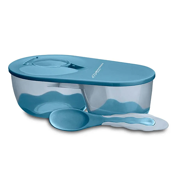 Prato com Divisória e Colher Funny Meal Azul - Multikids Baby