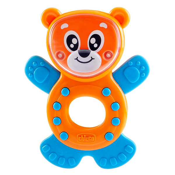 Chocalho Mordedor Ursinho Ben Laranja e Azul - Chicco