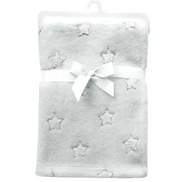 Manta para bebê em Soft Estrelinhas Cinza - Buba