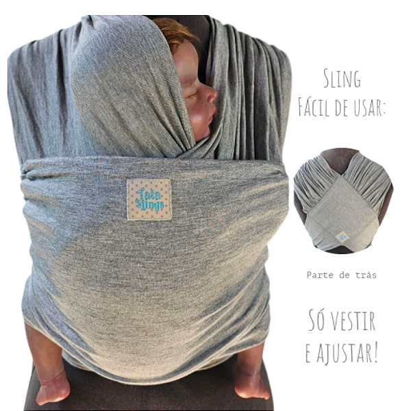 Sling Malha Tatá Fácil Cinza QUERIDINHO- Tatá Slings
