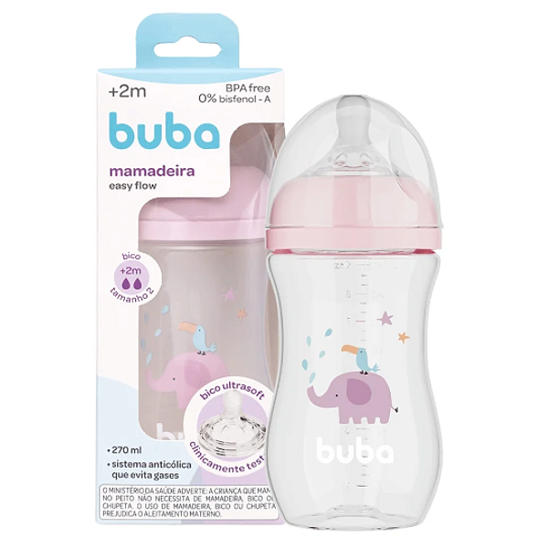 Mamadeira Easy Flow Elefante Rosa 270ml - BUBA