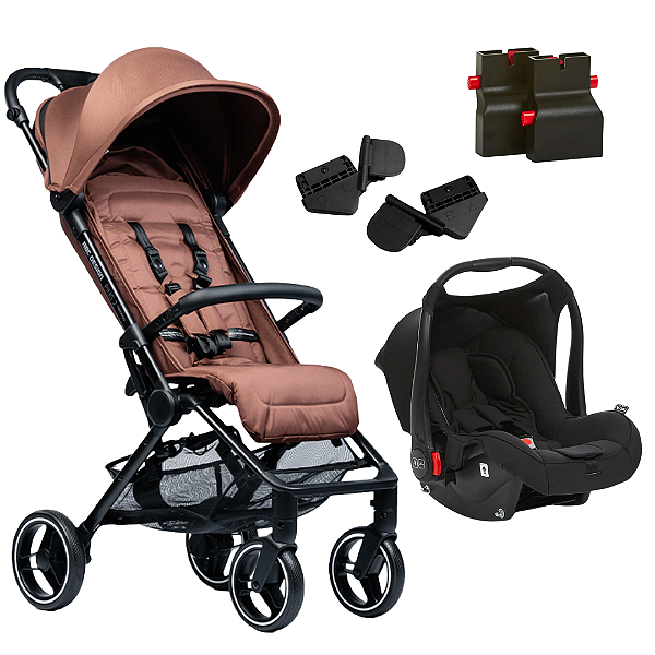 Kit Ping Two Trekking Umbra com Bebê Conforto Risus Black - ABC Design