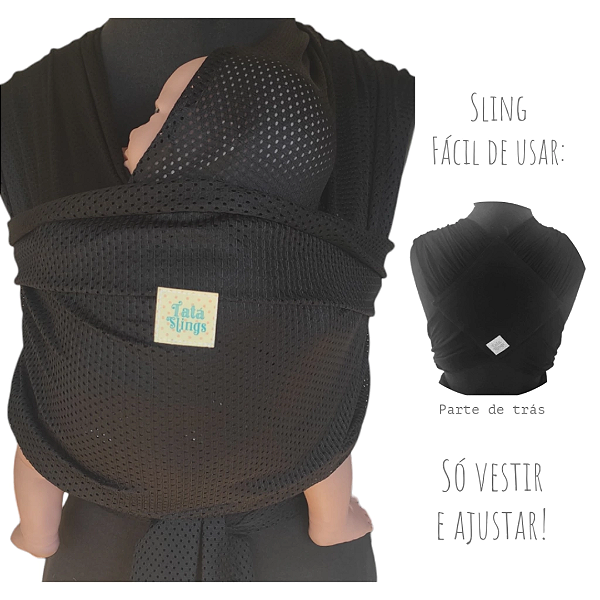 Sling Telinha Tatá Fácil Imensidão Preto - Tatá Slings