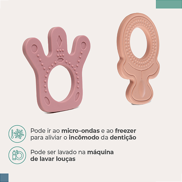 Kit 2 Mordedores de Silicone Texturizado Rosa - Infanti