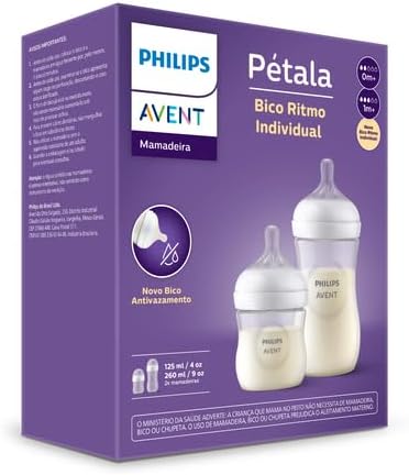 Kit Duplo Mamadeira Pétala Transparente 125ml + 260ml - Avent