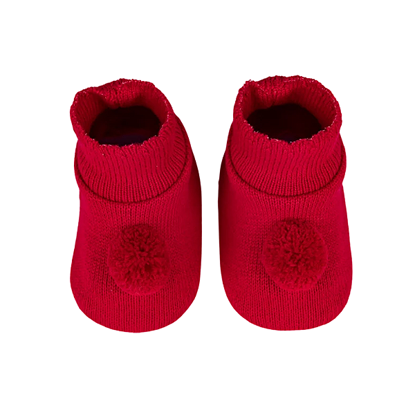 Sapatinho Pompom Vermelho Liso - Sanches Baby